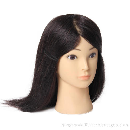 100% Human Hair Training Head Short Black Hair For Salon Hairdressing Professional  Mannequin Dolls